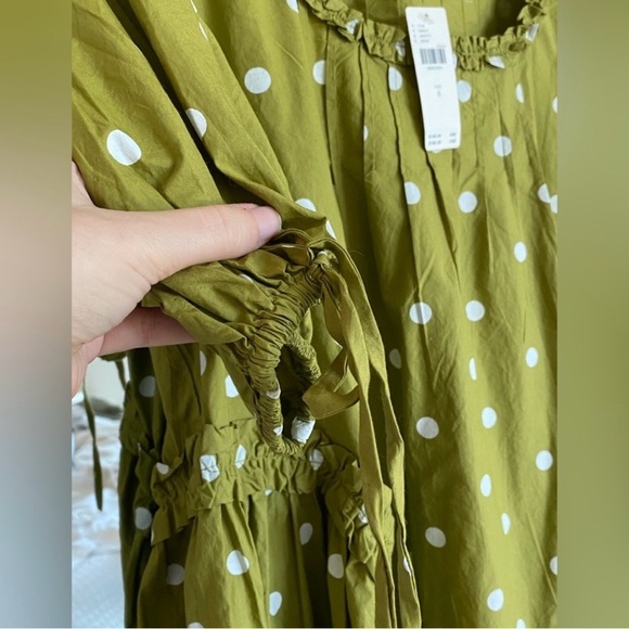 Damson Madder + Anthropologie Green Polka Dot Mini Dress, BRAND NEW - Picture 4 of 8